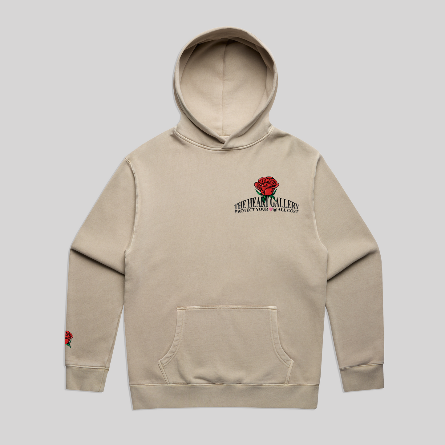 EMBORDIRED FADED TAPUE HOODIE WITH ROSE LOGO