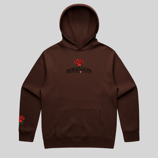 EMBORDIRED CHESTNUT HOODIE WITH ROSE LOGO